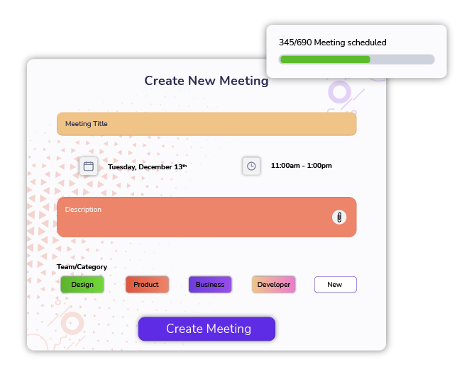 A graphic illustrating networking and meeting creation.