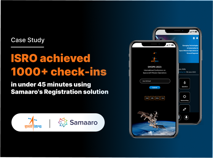 Ad for Samaaro's app showing ISRO's 1000+ check-ins